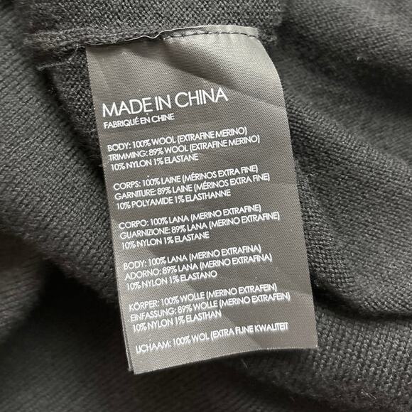 Club Monaco Black Wool Knit Bodycon Ribbon Cutout Long Sleeves Sweater Dress M - Picture 7 of 7